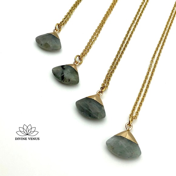 Labradorite Necklace | Gold Plated Stainless Steel - Picture 7 of 16
